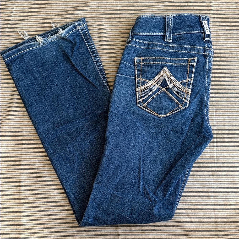 Ariat R.E.A.L. Whipstitch Bootcut Jeans Women's Mid Rise Stretch Denim Size 28 R